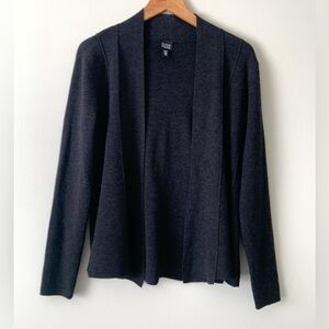 Eileen Fisher Merino Wool Cardigan Open Front Grey Sz M